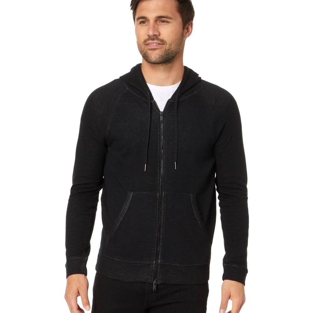 John Varvatos Black Lightweight Zip Hoodie Jacket